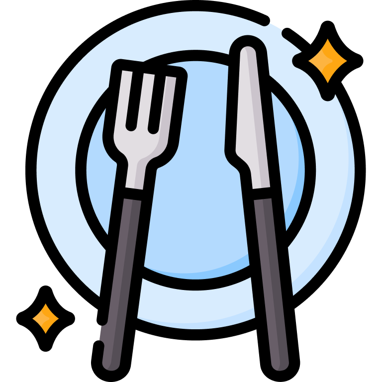 Knife and fork on a plate illustration