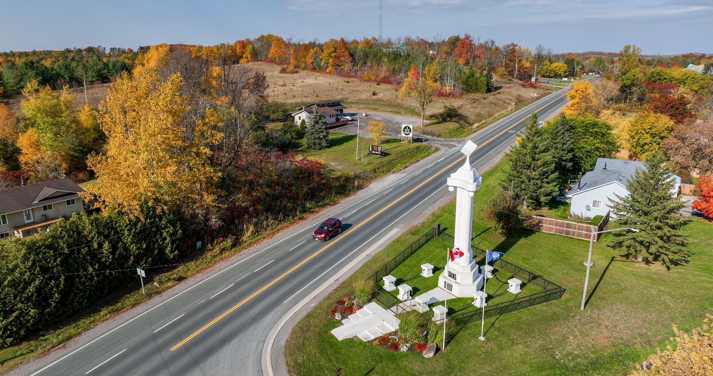 Drone view of Alderville War Memorial
