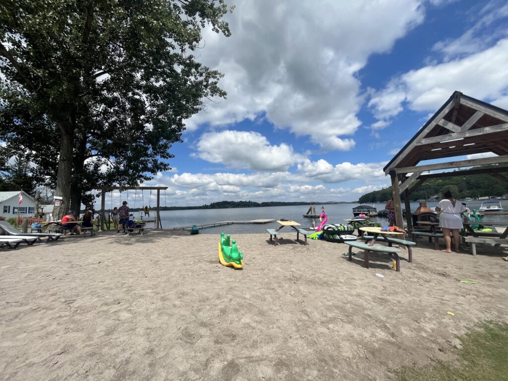 Small private beach at Sunset Retreat on Rice Lake