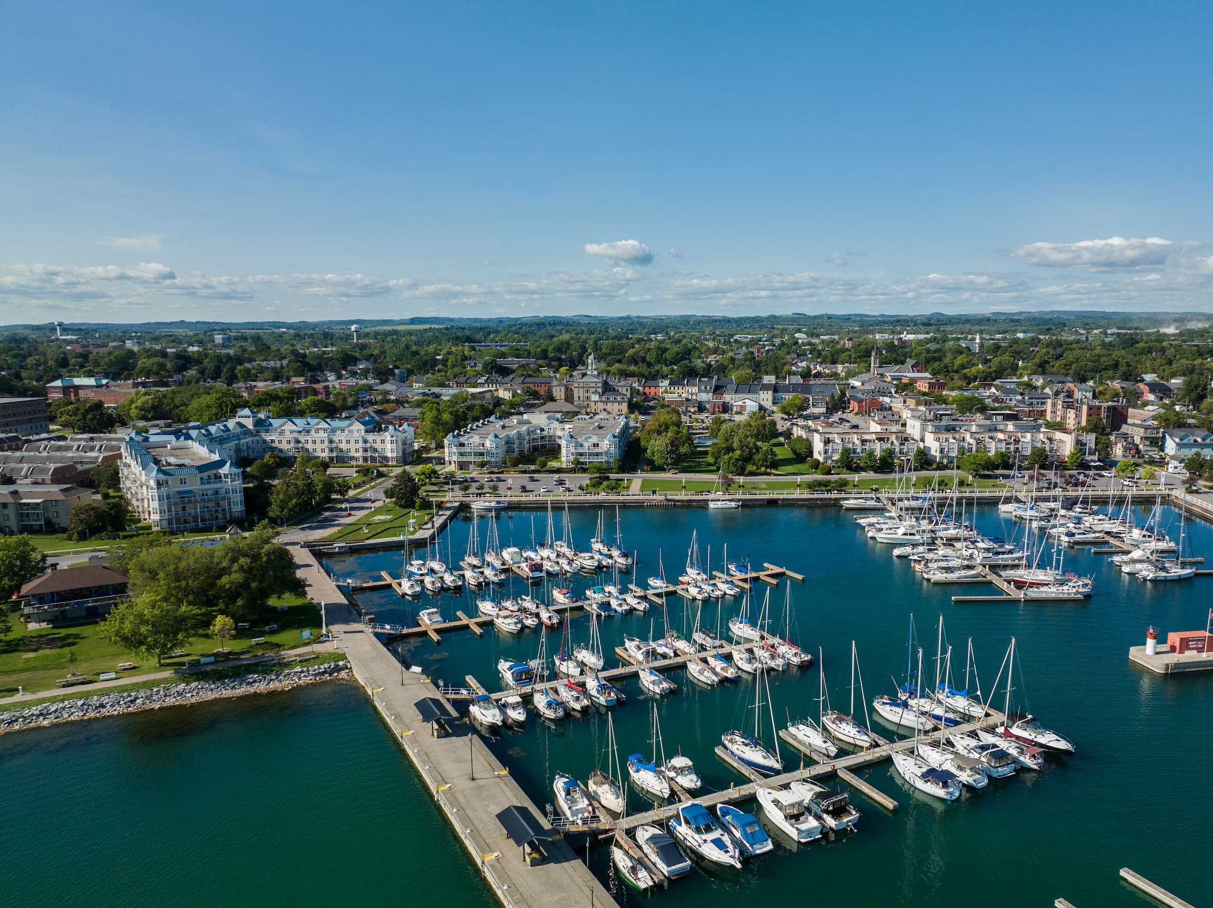 drone view of Cobourg Marina