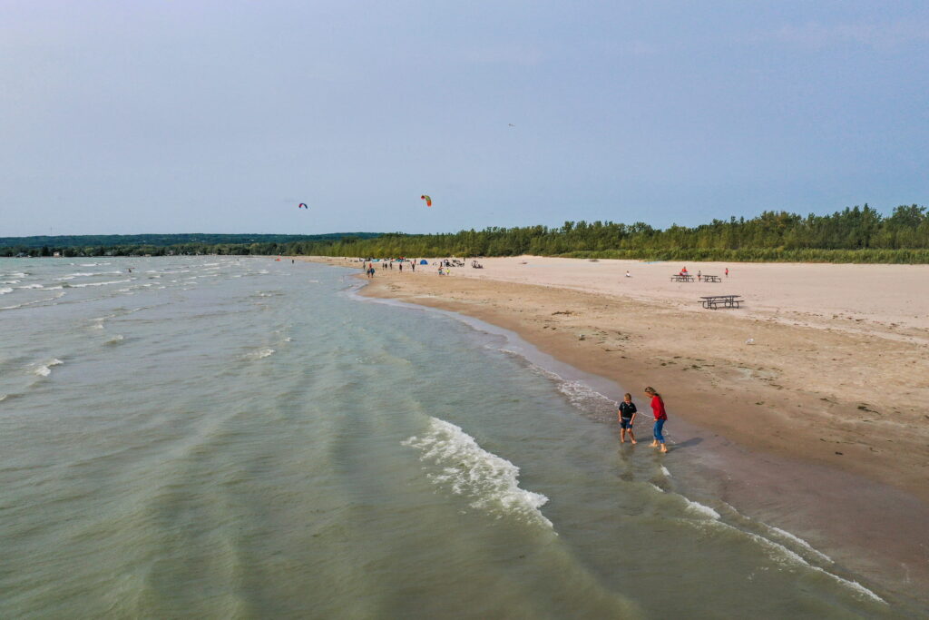 Drone view of Presqu'ile Beach