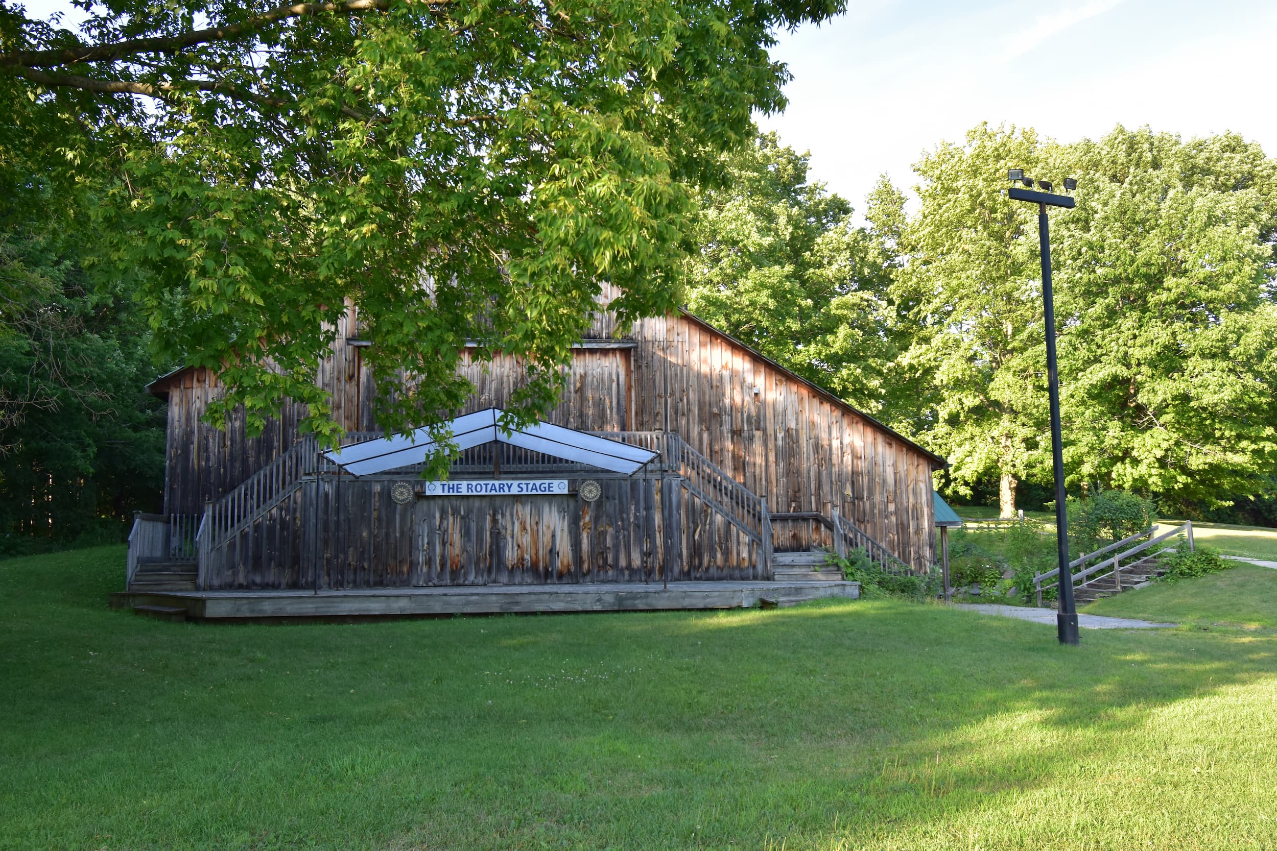 Exterior of Brighton Barn Theatre featuring the Rotary Stage.