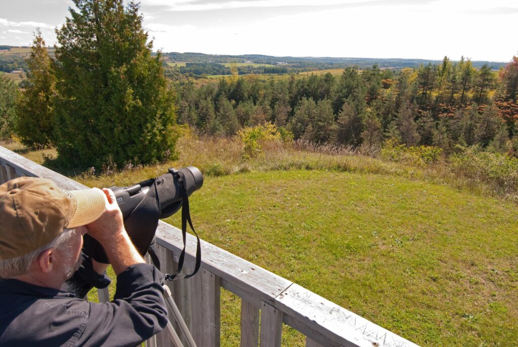 Man birdwatching at Richardson's Lookout