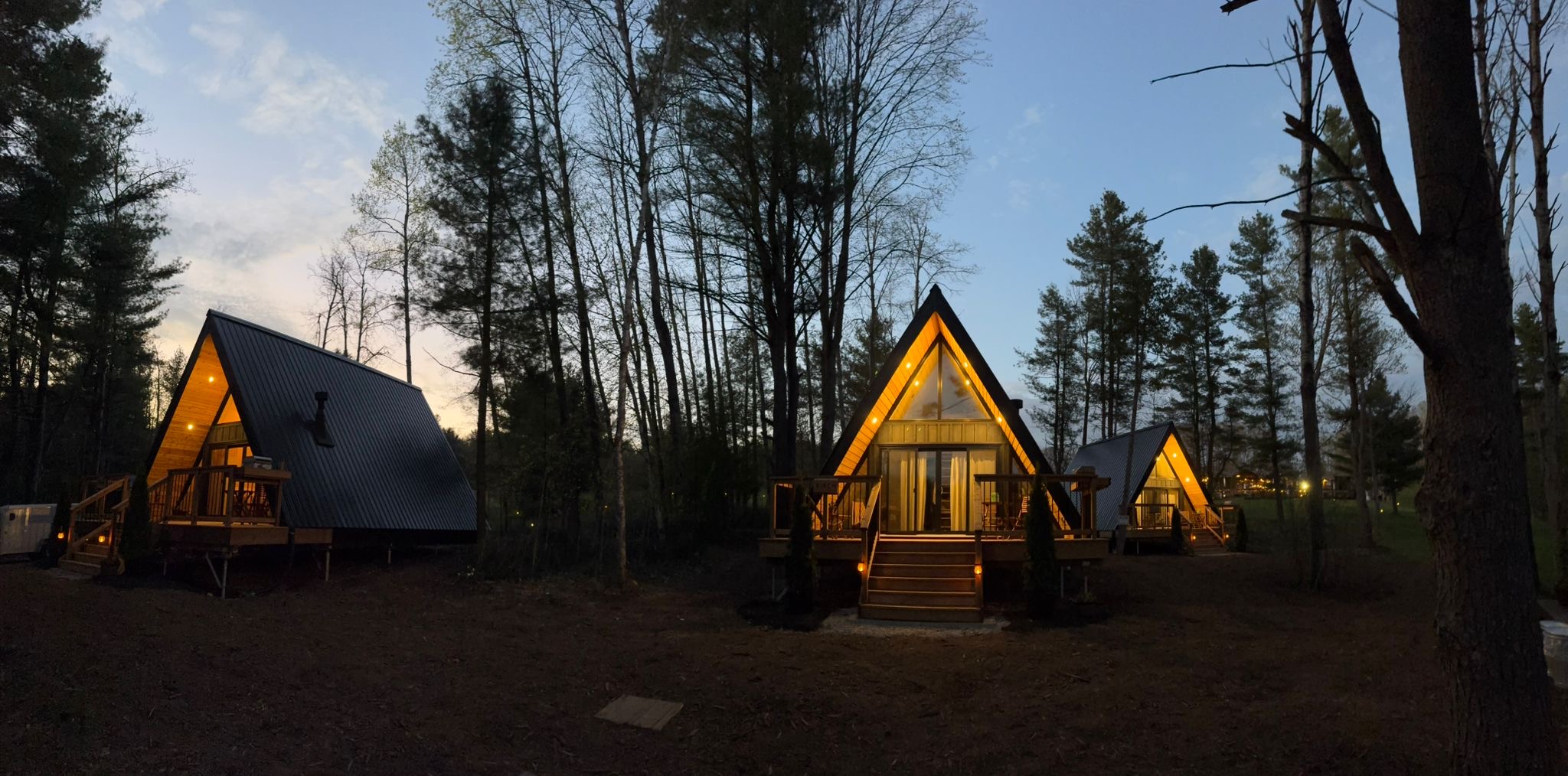 A-frame cabins at Whispering Springs. Image ©Whispering Springs