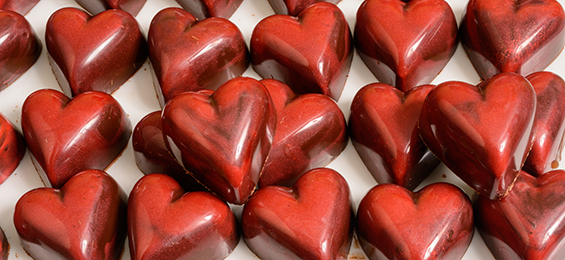 Red heart shaped truffles.