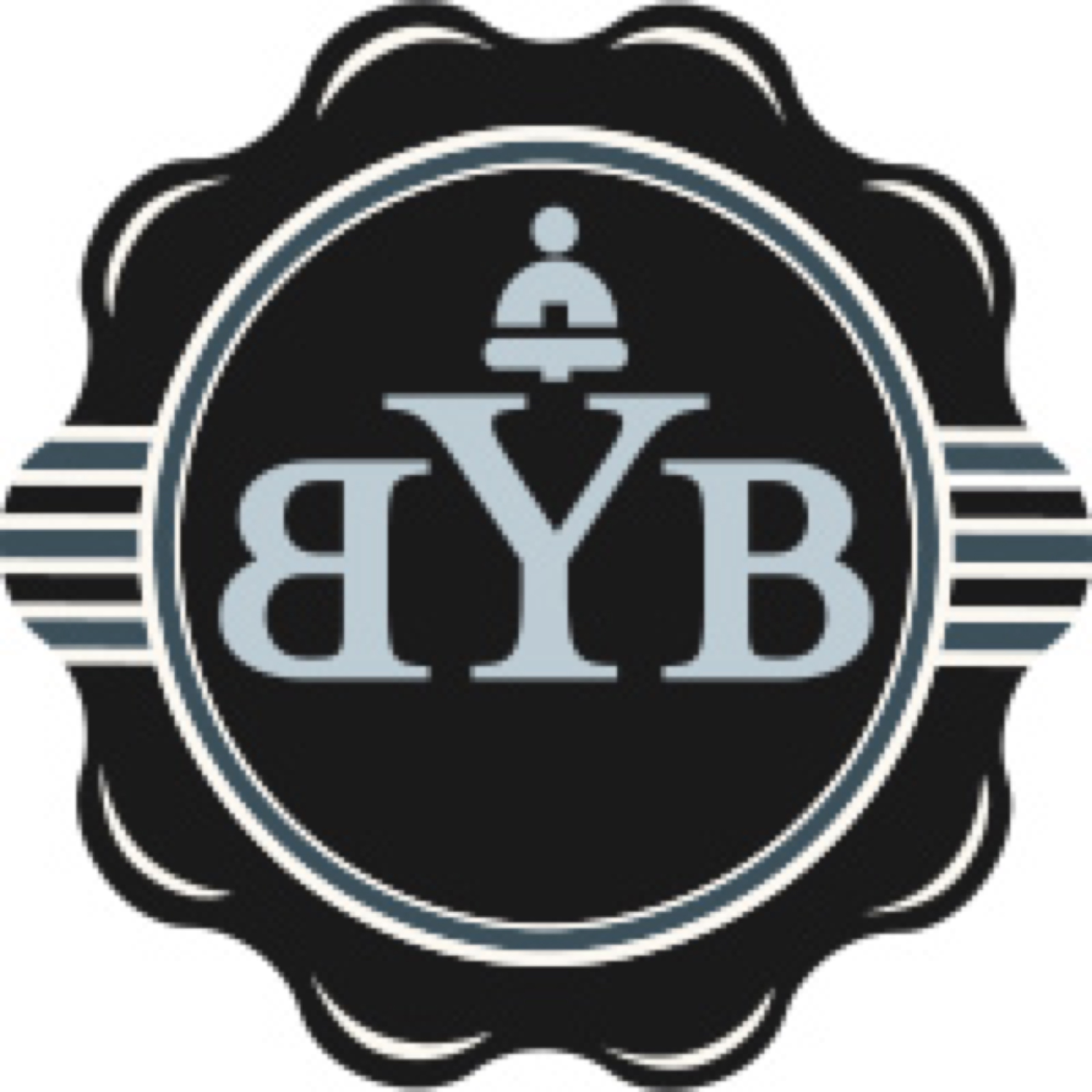 black and green cicle with waves around the outside with a figure doing yoga and BYB in the middle.