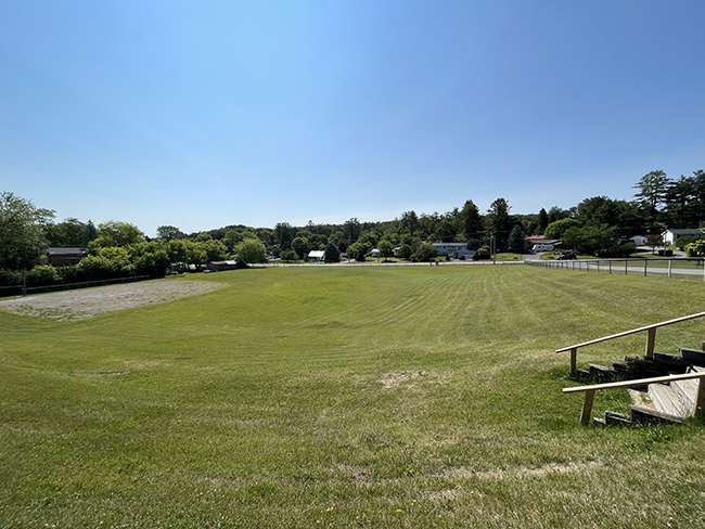 Overlooking baseball field.