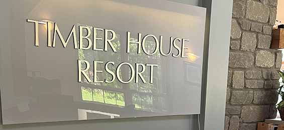White glass sign.