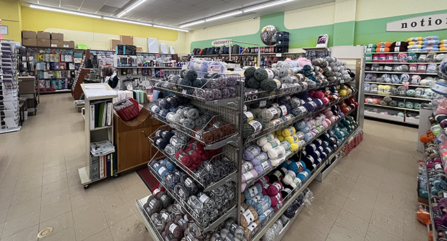 Shelves with balls of Yarn
