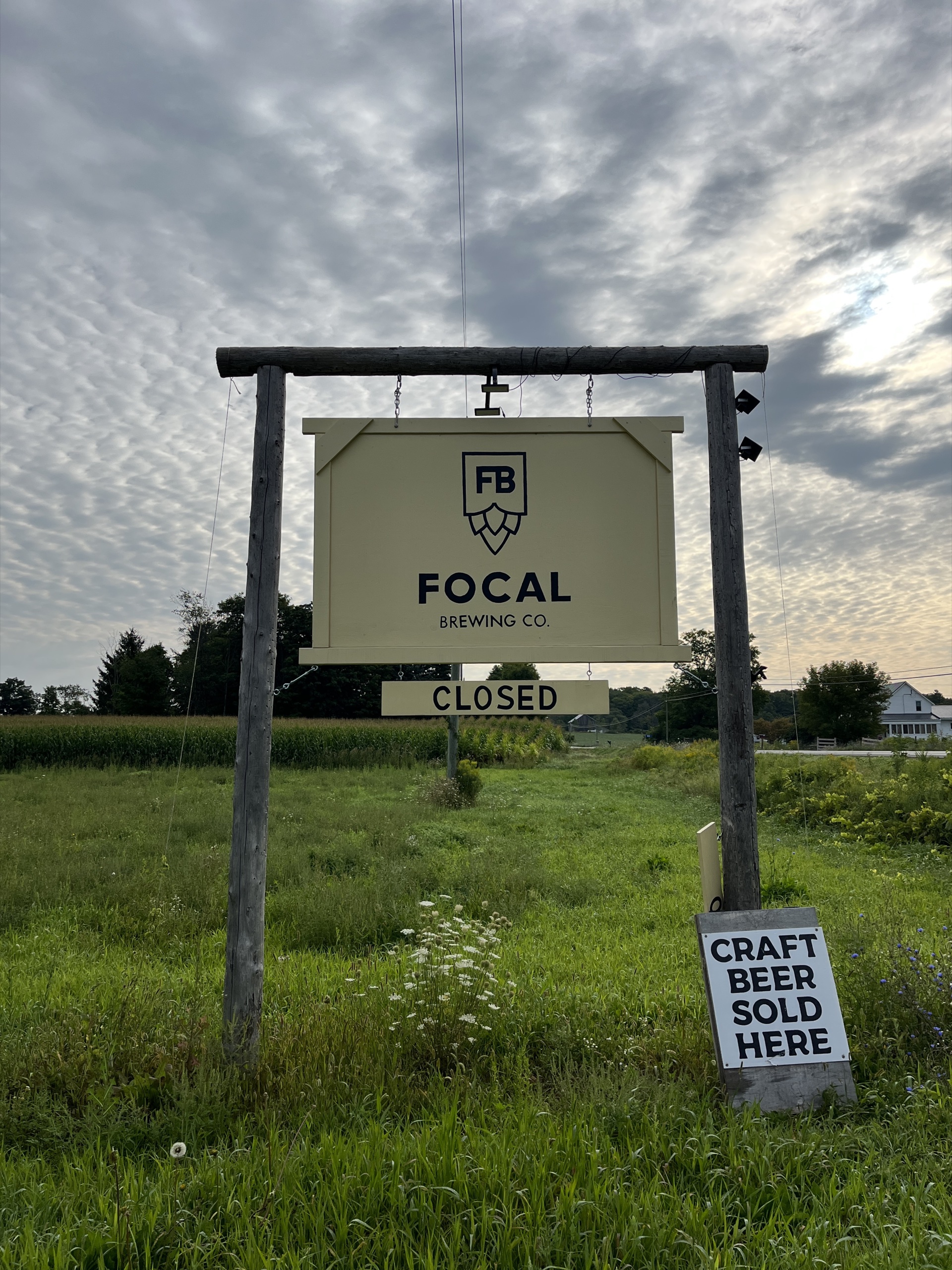 Sign of Focal Brewing Co. There is a sign that says "Craft Beer Sold Here".