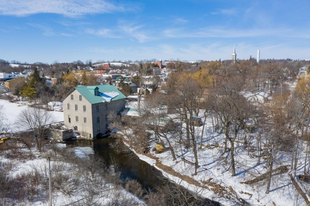 drone view of Hastings in winter