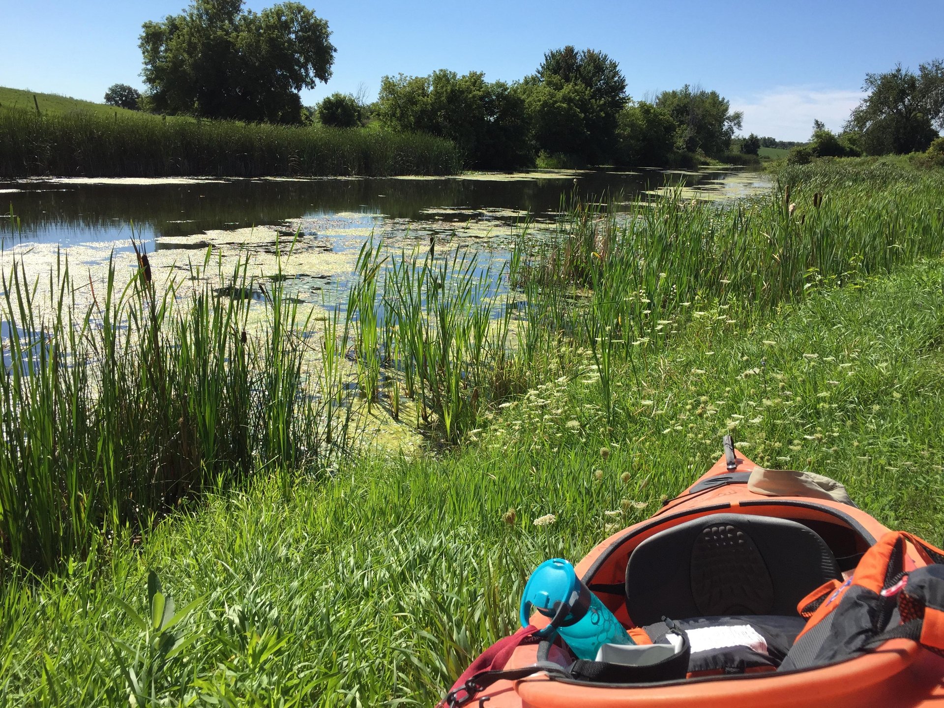 Kayak on the shore of the river