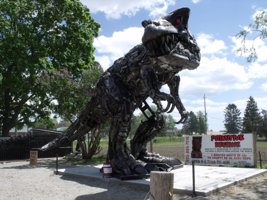 Large dinosaur sculpture