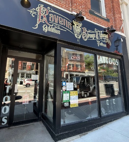 Ravens Strange and Unusual Oddities and Tattoos storefront.