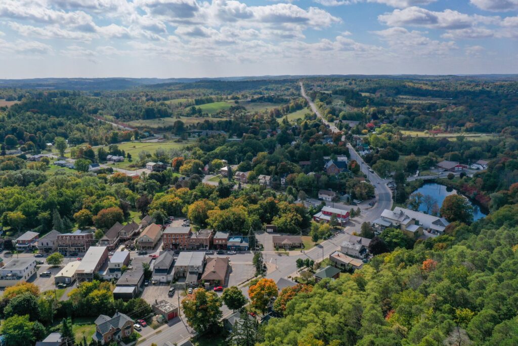drone view of Warkworth