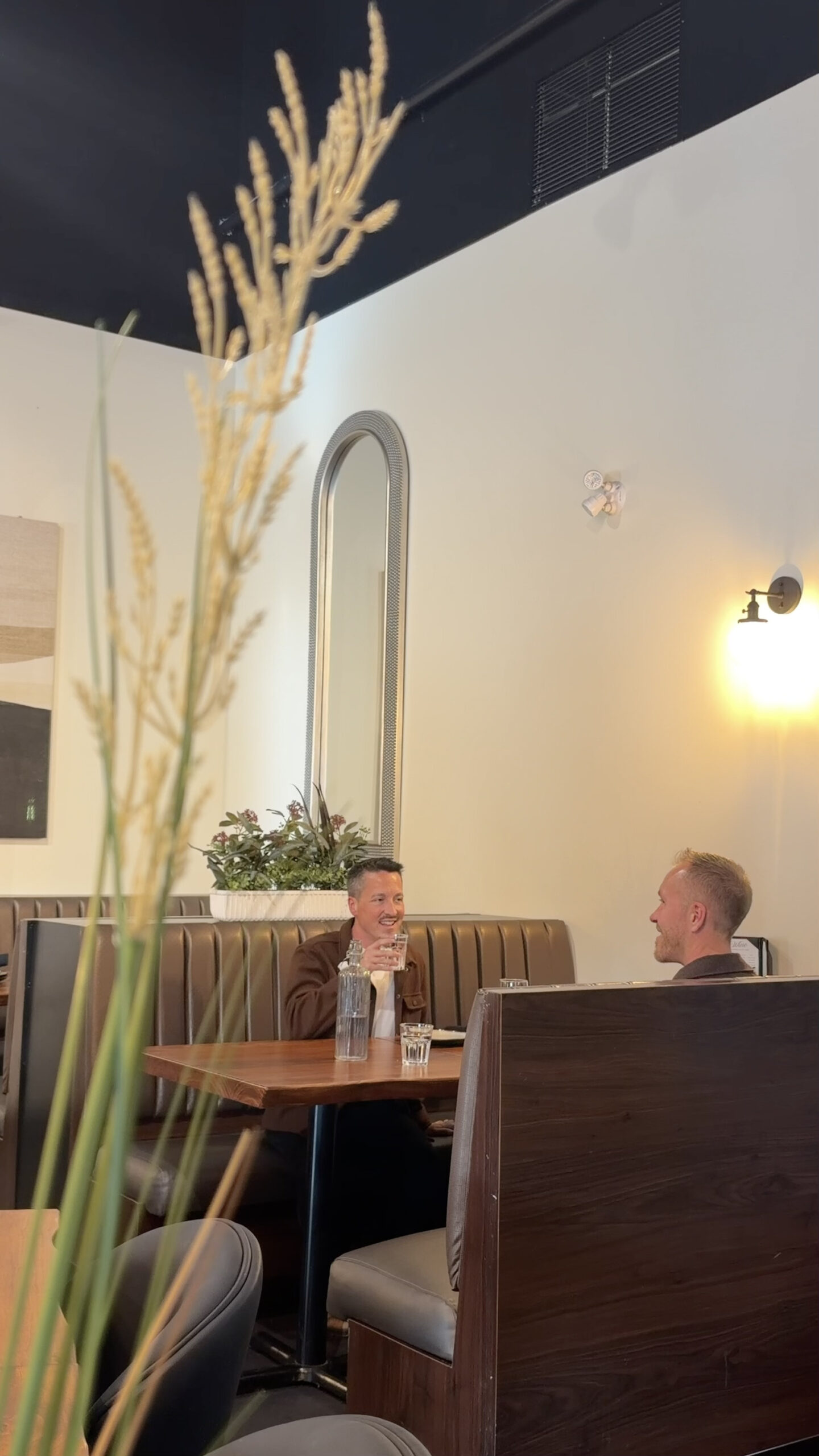 2 men dining at an upscale restaurant