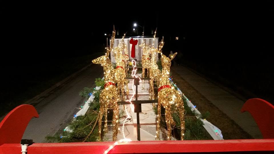 Colborne Santa Claus Parade. Reindeer on Santa's Float.