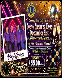 New Year's Eve: Ring in 2027 ft. Vinyl Grooves Band. Cobourg Lions Community Centre.